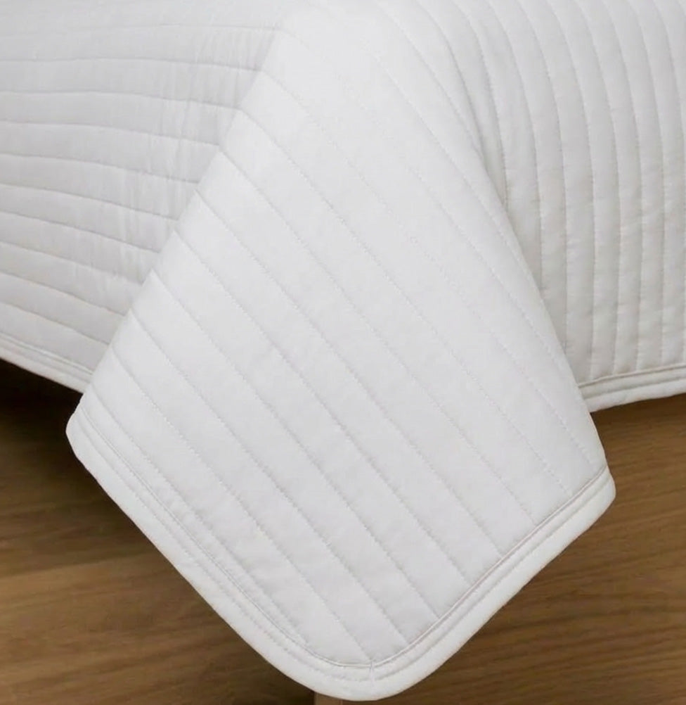 Kit Colcha Solteiro Listra Branco - 2 Peças