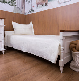 Kit Colcha Solteiro Listra Cru - 2 Peças