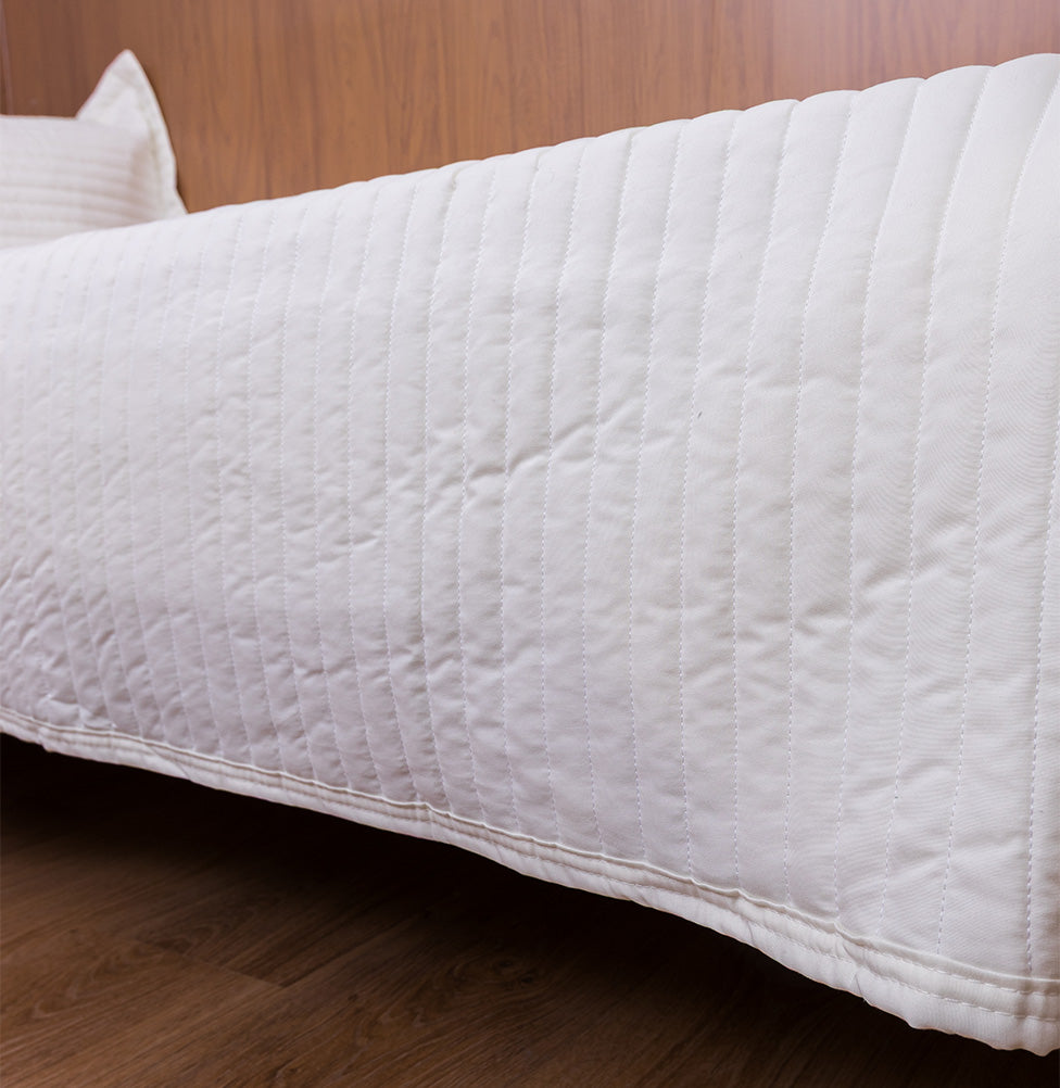 Kit Colcha Solteiro Listra Cru - 2 Peças