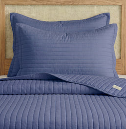 Kit Colcha Solteiro Listra Azul Jeans - 2 Peças