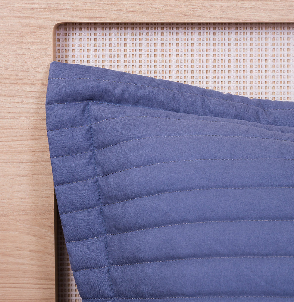 Kit Colcha Solteiro Listra Azul Jeans - 2 Peças