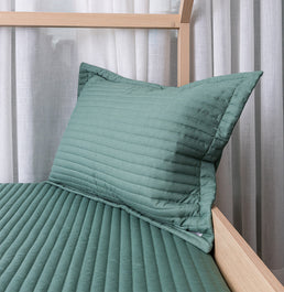 Kit Colcha Solteiro Listra Verde Seco - 2 Peças