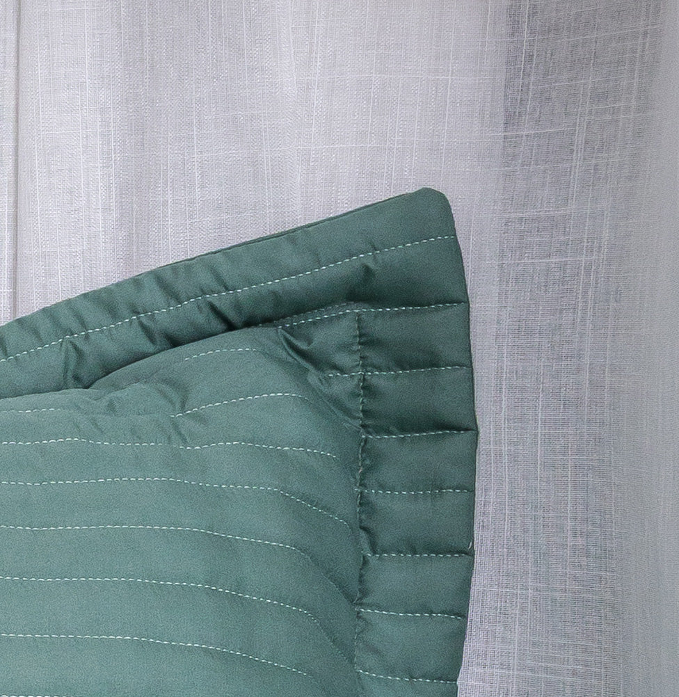 Kit Colcha Solteiro Listra Verde Seco - 2 Peças