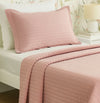 Kit Colcha Solteiro Listra Rosa Chá - 2 Peças