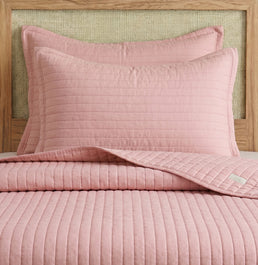 Kit Colcha Solteiro Listra Rosa Chá - 2 Peças