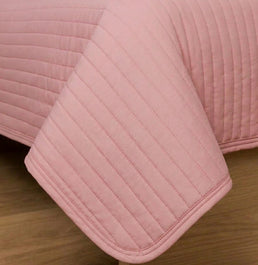 Kit Colcha Solteiro Listra Rosa Chá - 2 Peças