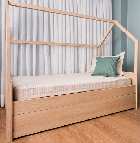 Colcha Solteiro Com Elastico Listra - Bege