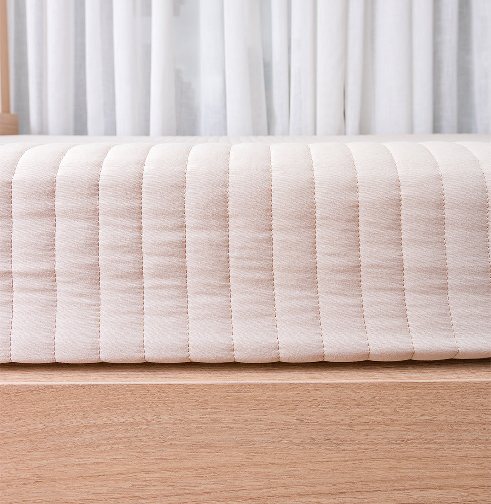 Colcha Solteiro Com Elastico Listra - Bege