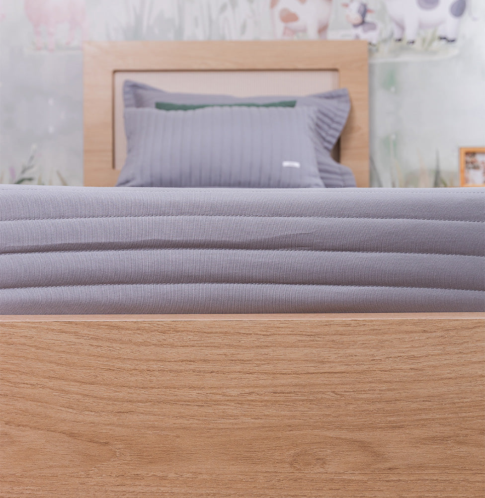 Colcha Solteiro Com Elastico Listra - Cinza