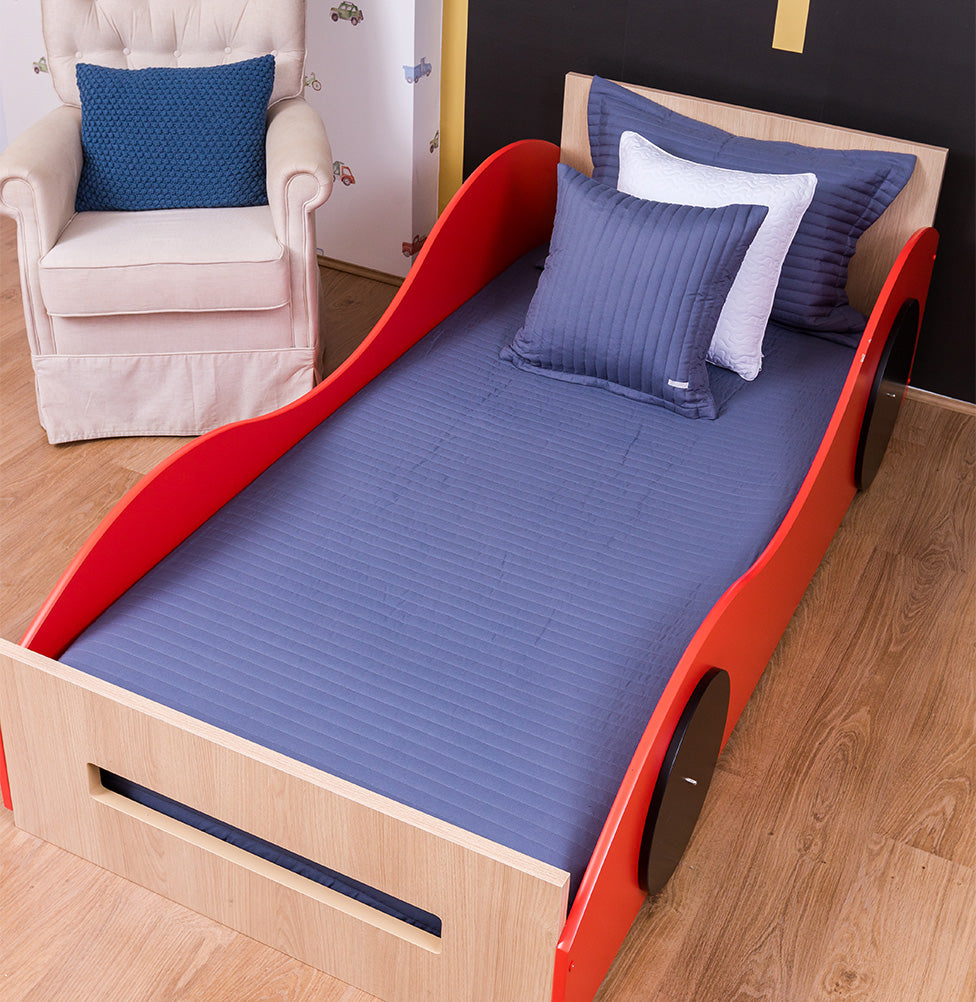 Colcha Solteiro Com Elastico Listra - Azul Jeans