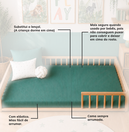 Colcha Solteiro Com Elastico Listra - Verde Seco