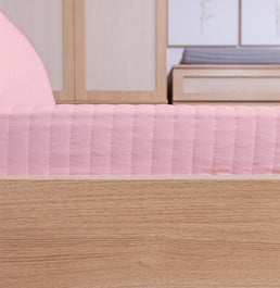 Colcha Solteiro Com Elastico Listra - Rosa Chá