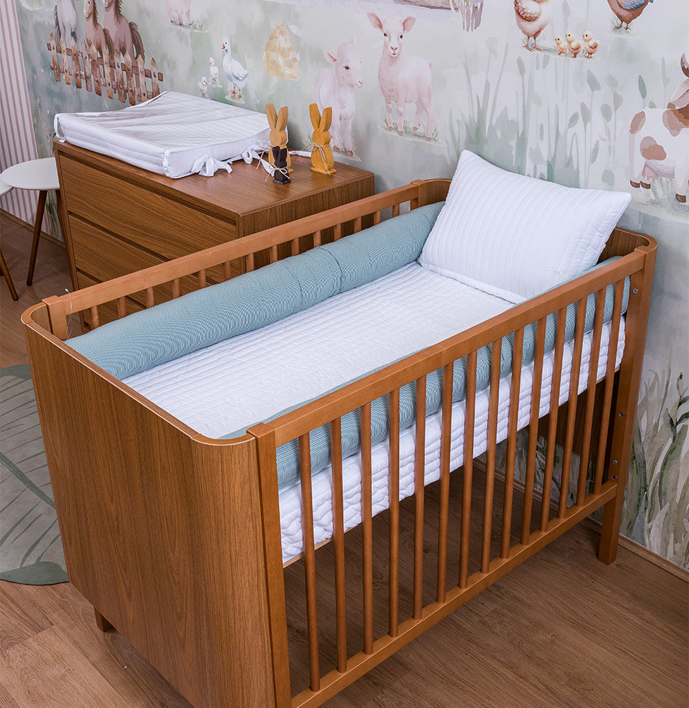 Colcha com Elástico para Berço Listra - Branco