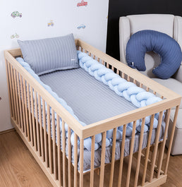 Colcha com Elástico para Berço Listra - Cinza