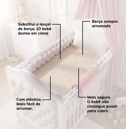 Colcha com Elástico para Berço Listra - Cru