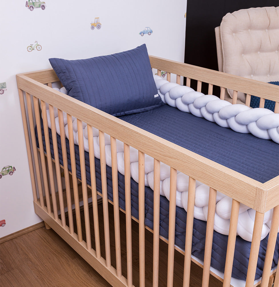 Colcha com Elástico para Berço Listra - Azul Jeans