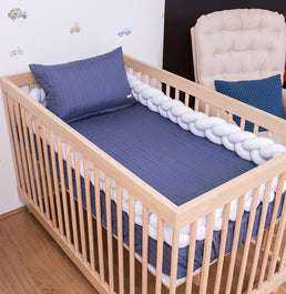 Colcha com Elástico para Berço Listra - Azul Jeans