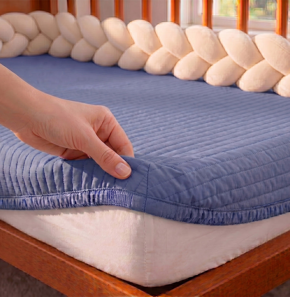 Colcha com Elástico para Berço Listra - Azul Jeans