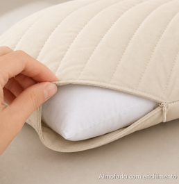 ALMOFADA RETANGULAR LISTRA BEGE 45X35
