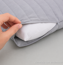 ALMOFADA RETANGULAR LISTRA CINZA 45X35