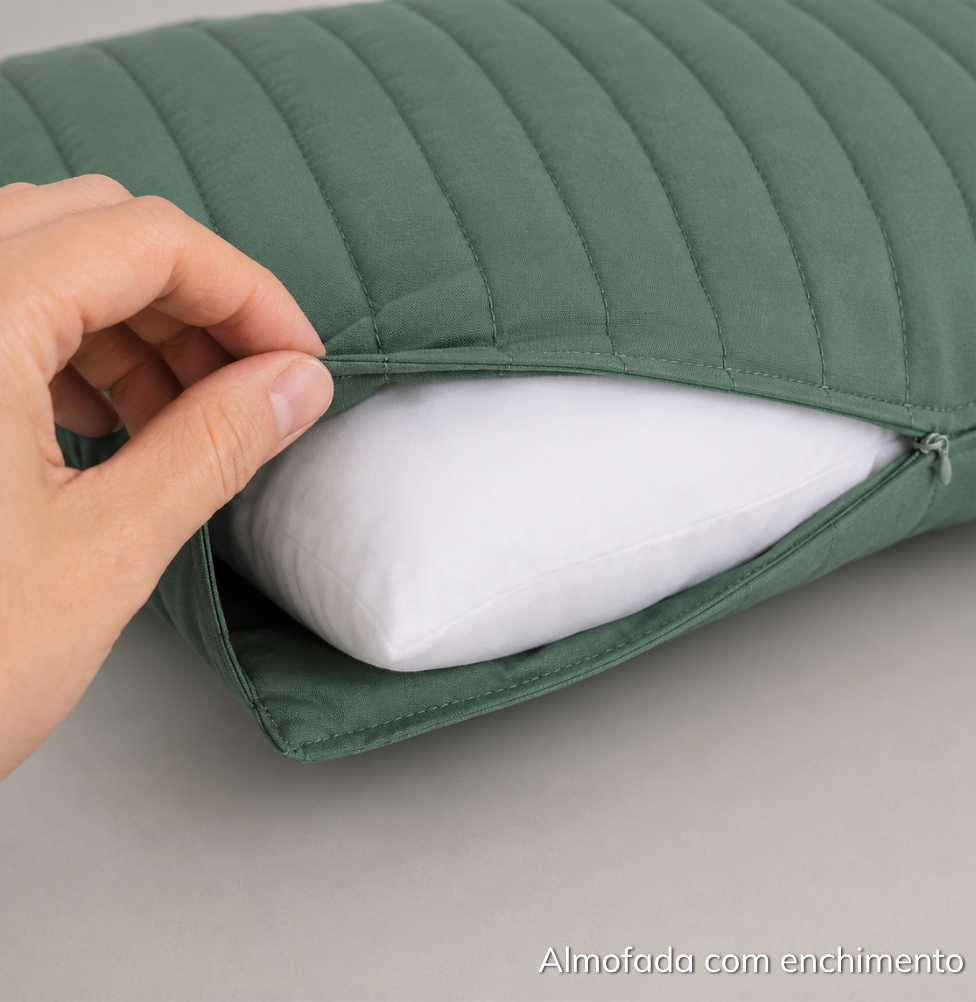 ALMOFADA RETANGULAR LISTRA VERDE SECO 45X35