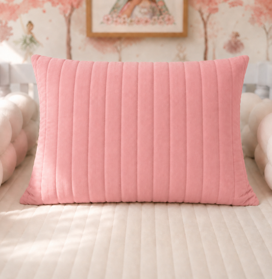 ALMOFADA RETANGULAR LISTRA ROSA CHÁ 45X35