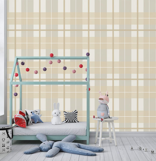 Papel de Parede Infantil Xadrez Polo - Bege