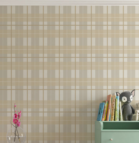 Papel de Parede Infantil Xadrez Polo - Bege