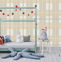 Papel de Parede Infantil Xadrez Polo - Bege