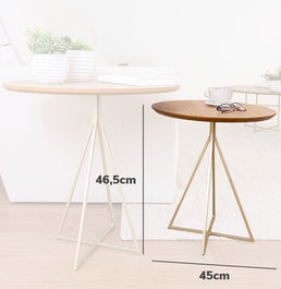 Mesa Lateral Prisma com Base Champagne - Freijó