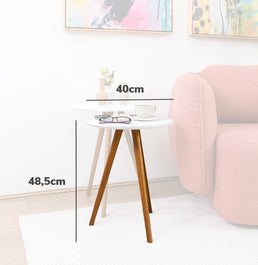 Mesa Lateral Tria com Pé Mel - Branco