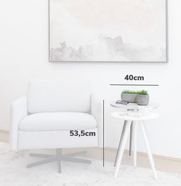 Mesa Lateral Tria com Pé Branco - Branco