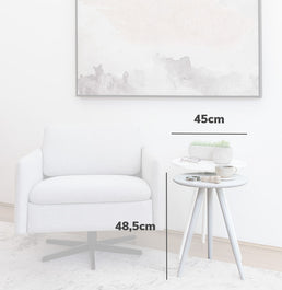 Conjunto de Mesas Lateral Tria com Pé Branco - Branco