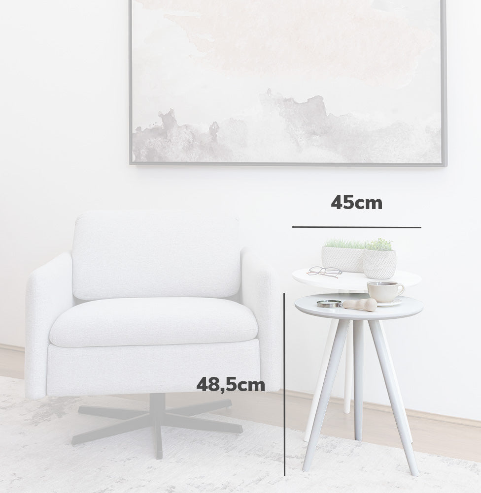Mesa Lateral Tria com Pé Branco - Branco