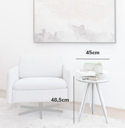 Mesa Lateral Tria com Pé Branco - Branco