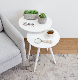 Mesa Lateral Tria com Pé Branco - Branco