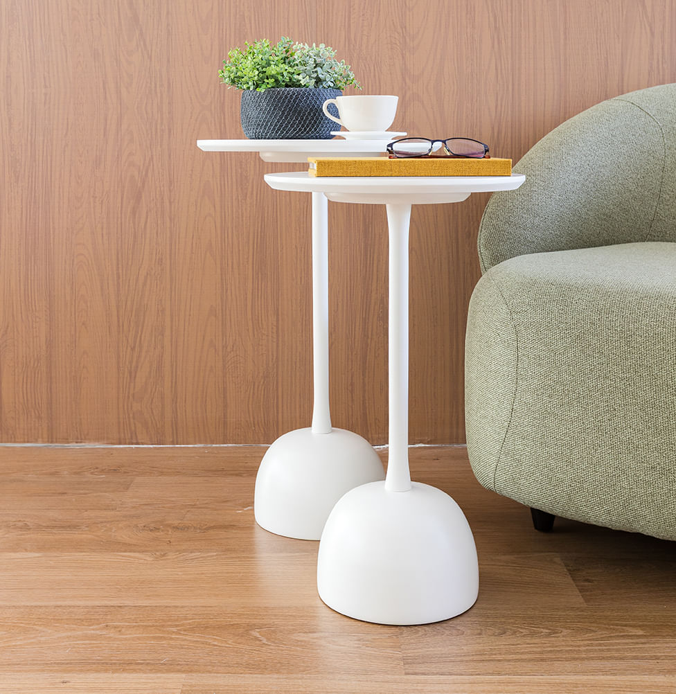 Conjunto de Mesa Lateral Órbita - Branco