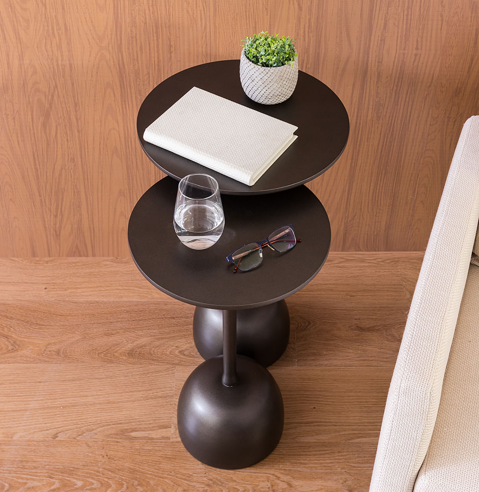 Conjunto de Mesa Lateral Órbita - Cinza Metálico