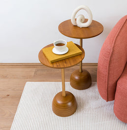 Mesa Lateral Órbita com Haste Champagne - Mel