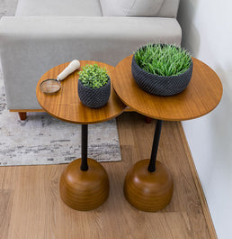 Mesa Lateral Órbita com Haste Preta - Mel