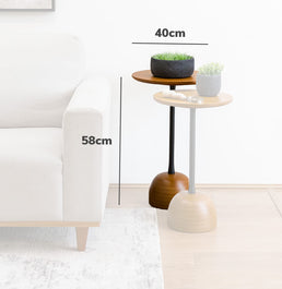 Conjunto de Mesa Lateral Órbita com Haste Preta - Mel 