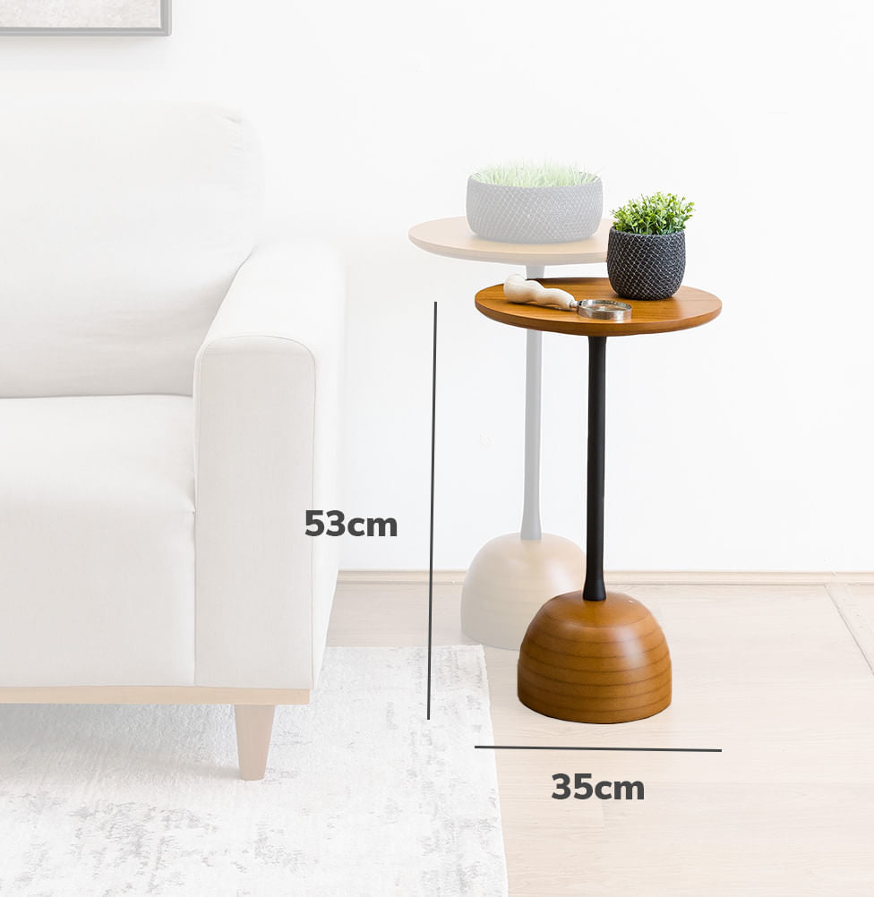 Conjunto de Mesa Lateral Órbita com Haste Preta - Mel 