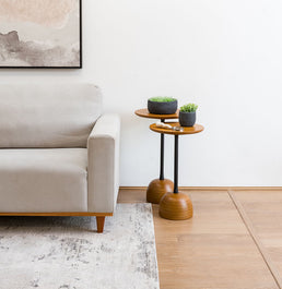 Conjunto de Mesa Lateral Órbita com Haste Preta - Mel 