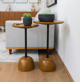 Mesa Lateral Órbita com Haste Preta - Mel