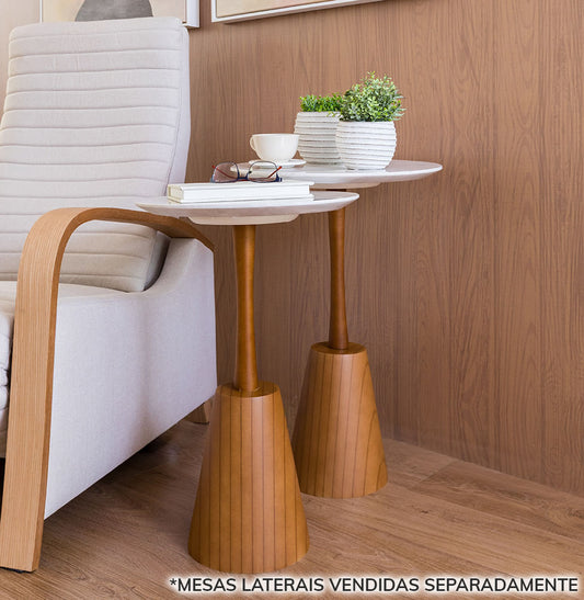 Mesa Lateral Duna com Haste Mel - Branco