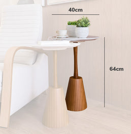 Mesa Lateral Duna com Haste Mel - Branco