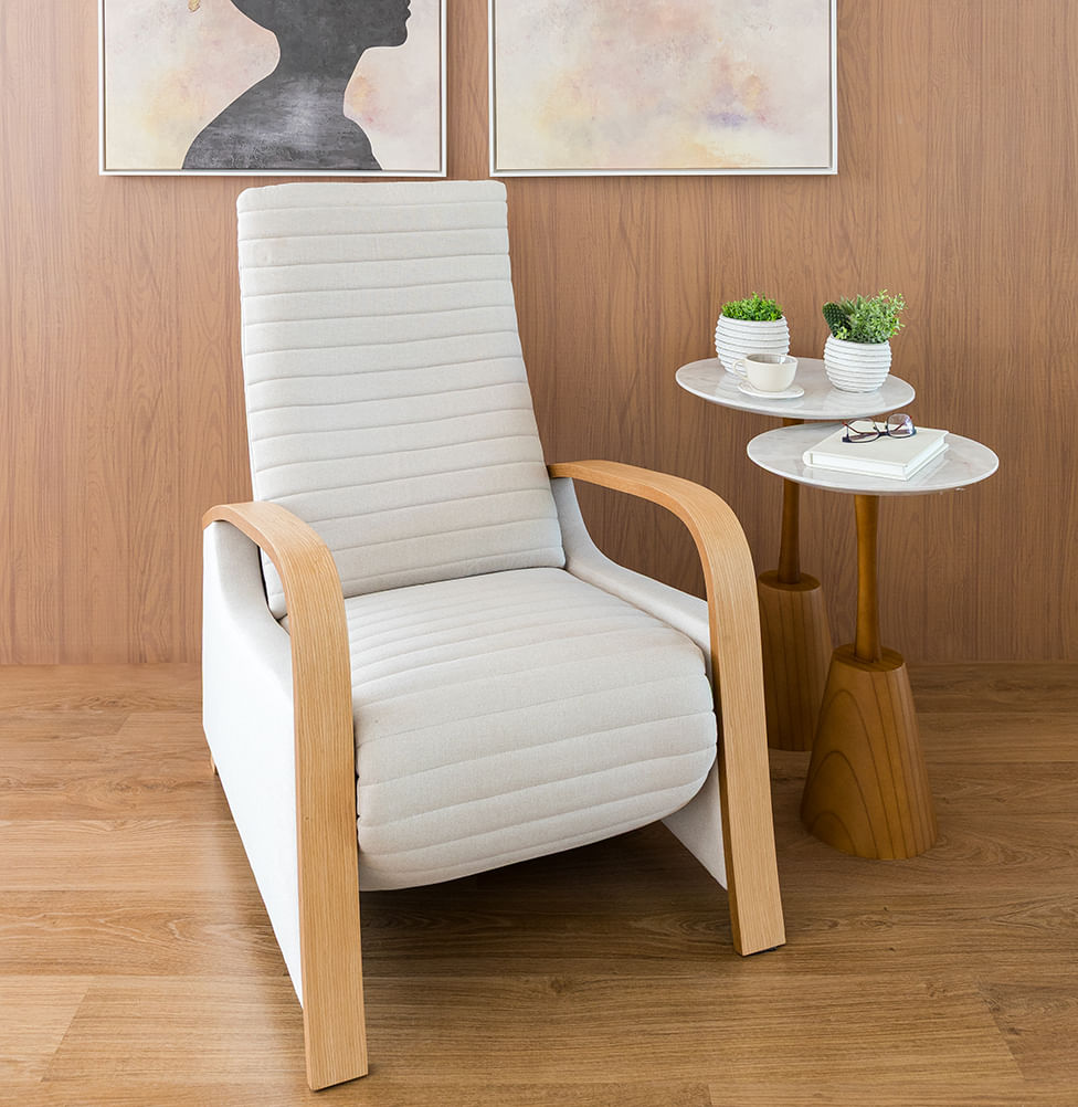 Mesa Lateral Duna com Haste Mel - Branco