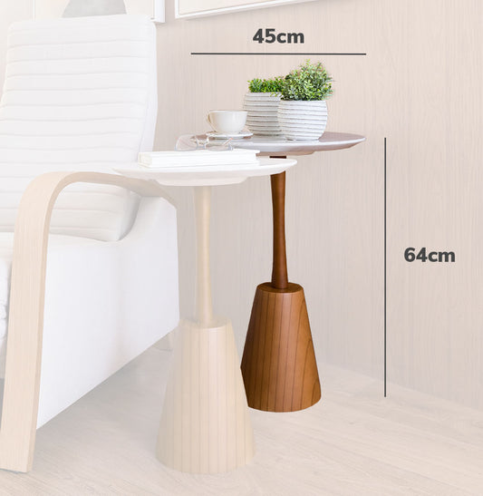 Conjunto de Mesa Lateral Duna com Haste Mel - Branco 