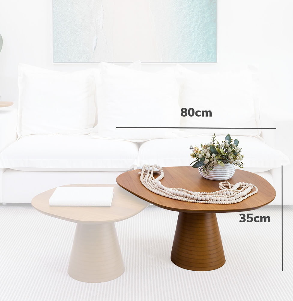 Mesa de Centro Luna com Base Mel - Cinamomo