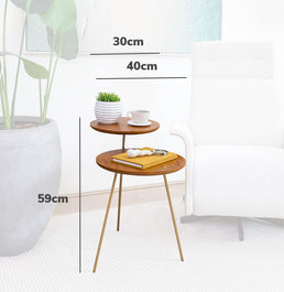 Mesa Lateral Gemini com Base Champagne - Cinamomo